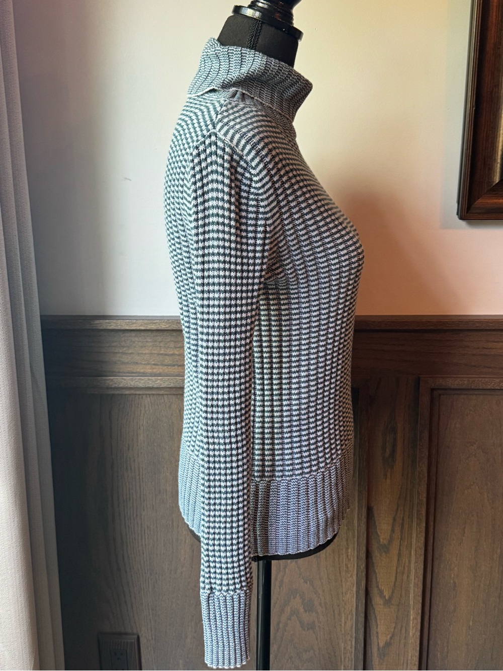 Calvin Klein green striped Ribbed Turtleneck Sweater small - Picture 5 of 7